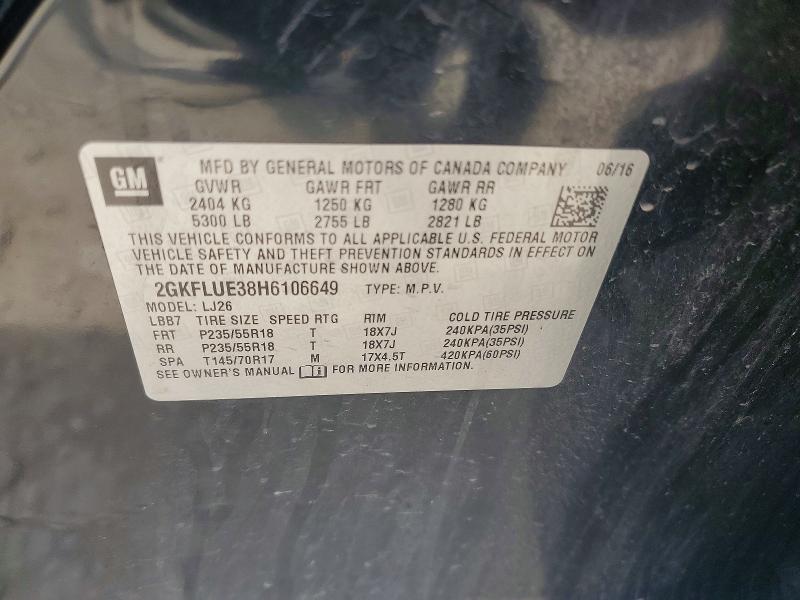 Aukcja sprzedaży 2017 Gmc Terrain, vin: 2GKFLUE38H6106649, numer aukcji: 61505286