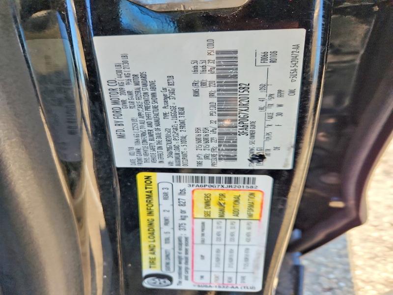 2018 Ford Fusion მანქანა იყიდება აუქციონზე, vin: 3FA6P0G7XJR201582, აუქციონის ნომერი: 63303616
