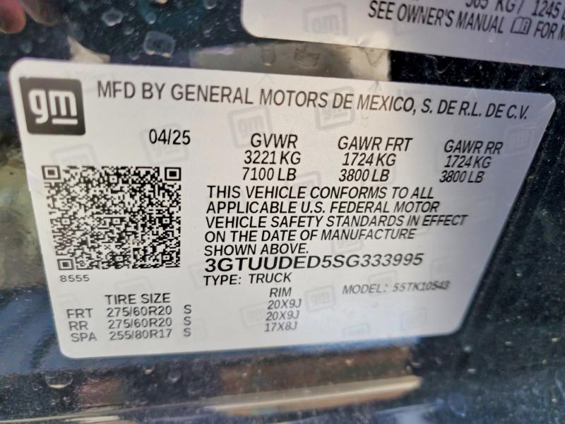 63202026 :رقم المزاد ، 3GTUUDED5SG333995 vin ، 2025 Gmc Sierra مزاد بيع