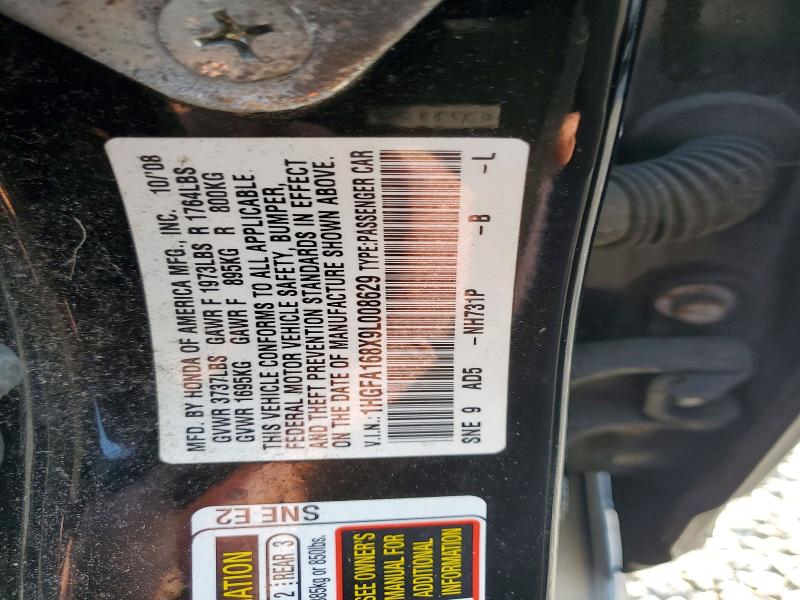 Продаж на аукціоні авто 2009 Honda Civic, vin: 1HGFA168X9L008629, номер лоту: 62614836