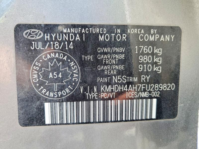 Aukcja sprzedaży 2015 Hyundai Elantra, vin: KMHDH4AH7FU289820, numer aukcji: 62128656