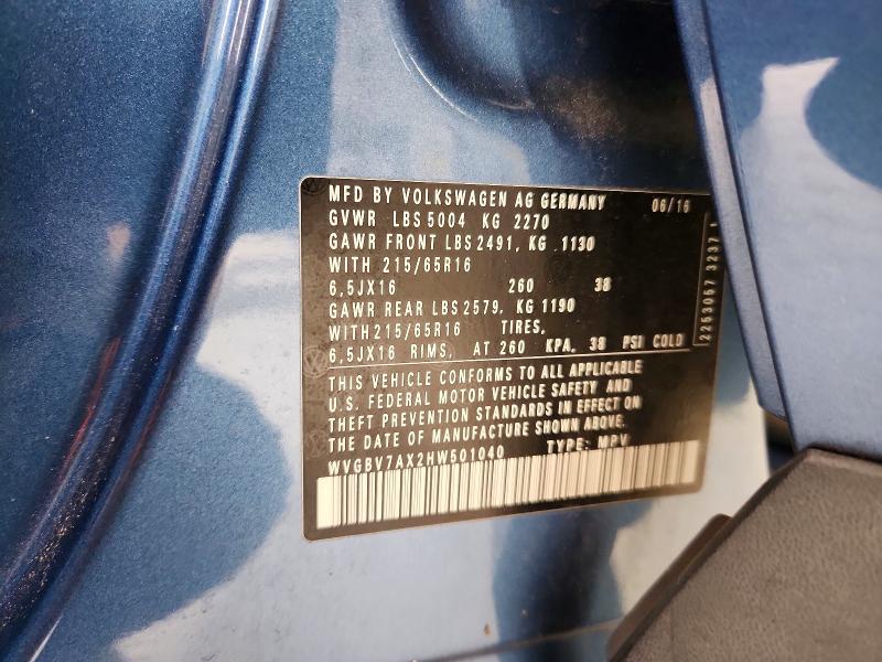 Aukcja sprzedaży 2017 Volkswagen Tiguan, vin: WVGBV7AX2HW501040, numer aukcji: 61973376