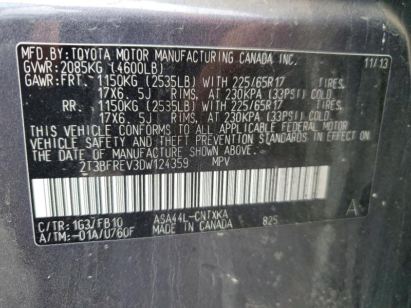 Aukcja sprzedaży 2013 Toyota Rav4, vin: 2T3BFREV3DW124359, numer aukcji: 59919346