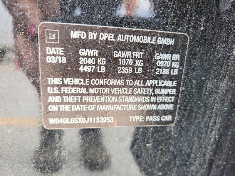 2018 Buick Regal მანქანა იყიდება აუქციონზე, vin: W04GL6SX6J1133953, აუქციონის ნომერი: 60122446
