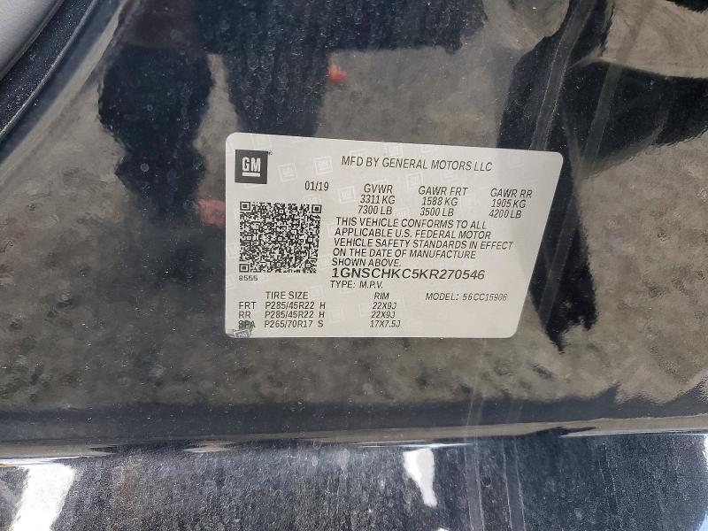 61895516 :رقم المزاد ، 1GNSCHKC5KR270546 vin ، 2019 Chevrolet Suburban مزاد بيع