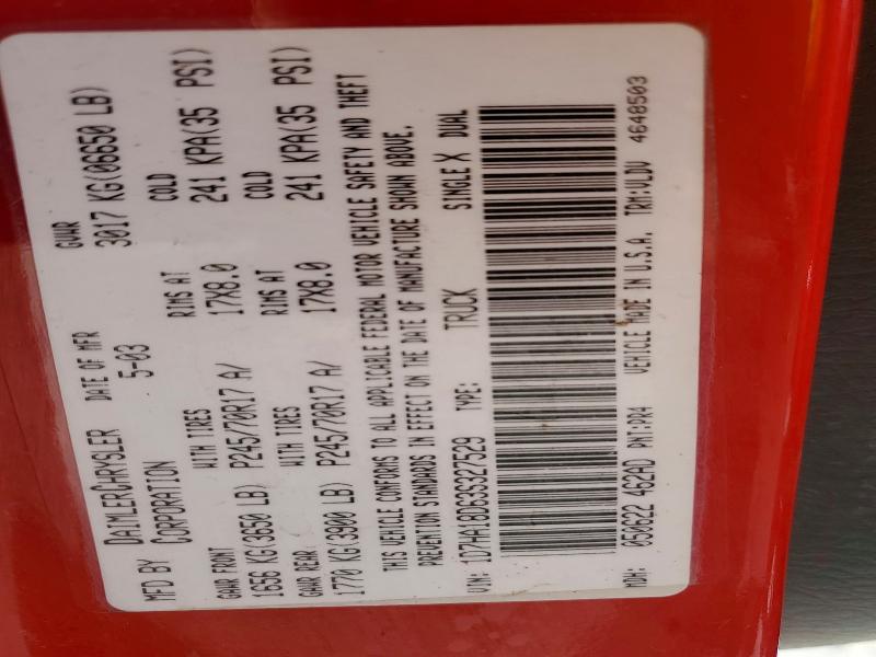 Aukcja sprzedaży 2003 Dodge Ram 1500, vin: 1D7HA18D63S327529, numer aukcji: 61618156