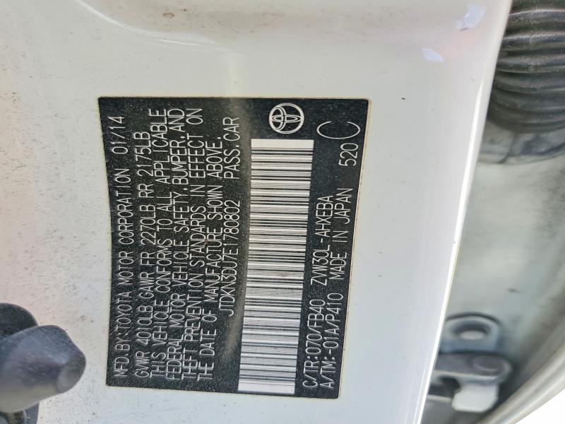 59364486 :رقم المزاد ، JTDKN3DU7E1780802 vin ، 2014 Toyota Prius مزاد بيع