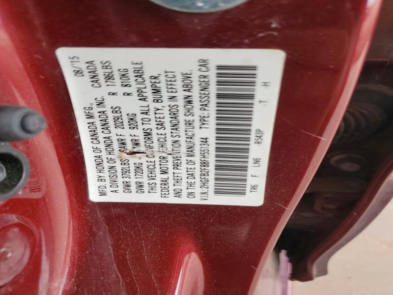 Продаж на аукціоні авто 2015 Honda Civic, vin: 2HGFB2F88FH551344, номер лоту: 61769956