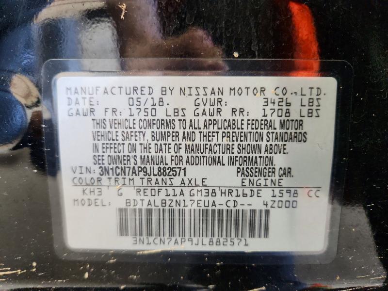 62821336 :رقم المزاد ، 3N1CN7AP9JL882571 vin ، 2018 Nissan Versa مزاد بيع