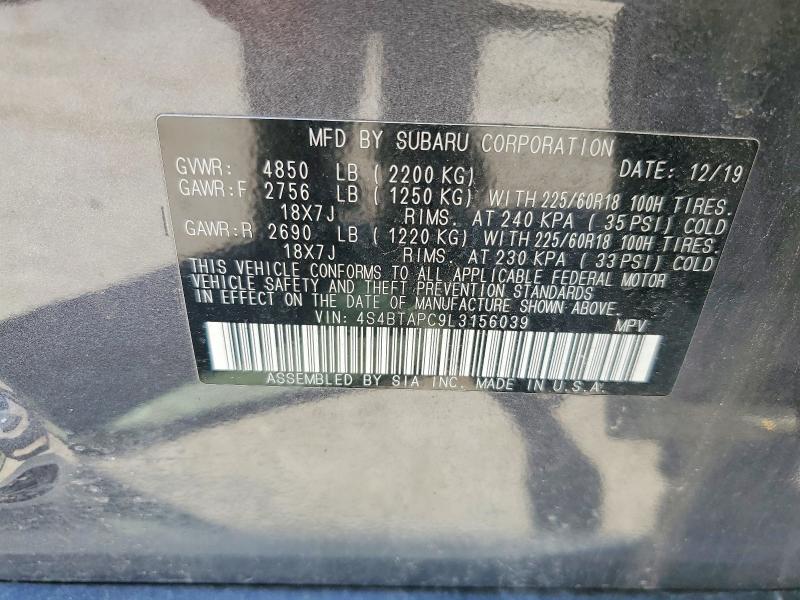 Aukcja sprzedaży 2020 Subaru Outback, vin: 4S4BTAPC9L3156039, numer aukcji: 61195456