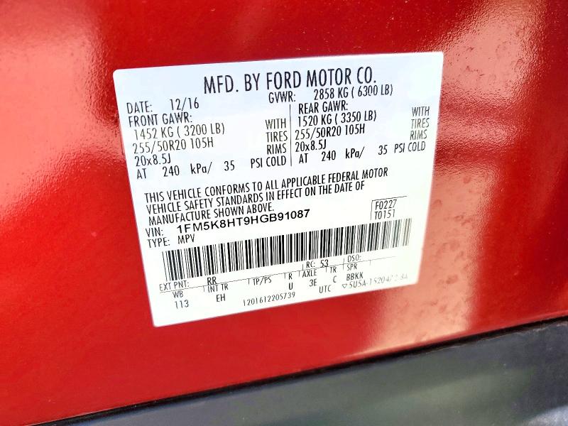 Продаж на аукціоні авто 2017 Ford Explorer, vin: 1FM5K8HT9HGB91087, номер лоту: 59613966