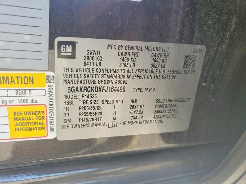 Продажа на аукционе авто 2015 Buick Enclave, vin: 5GAKRCKDXFJ164490, номер лота: 59282936