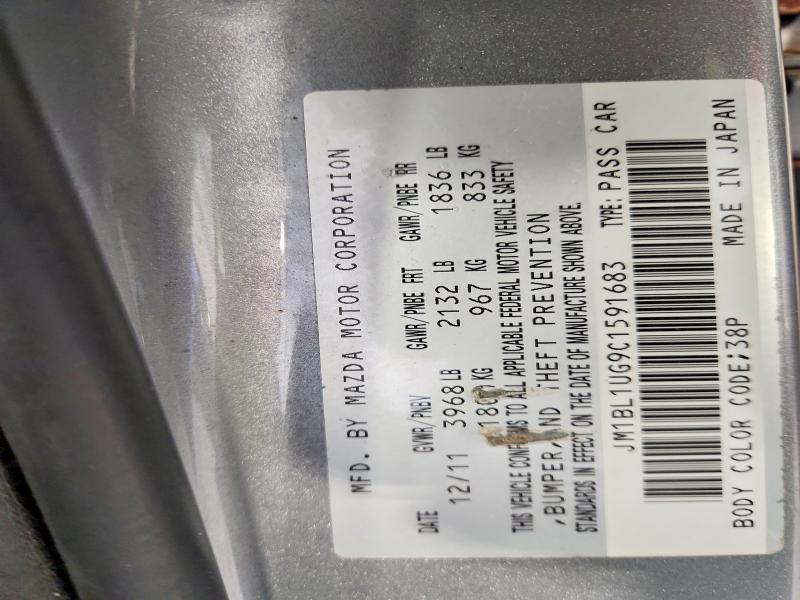 Aukcja sprzedaży 2012 Mazda 3, vin: JM1BL1UG9C1591683, numer aukcji: 59154216