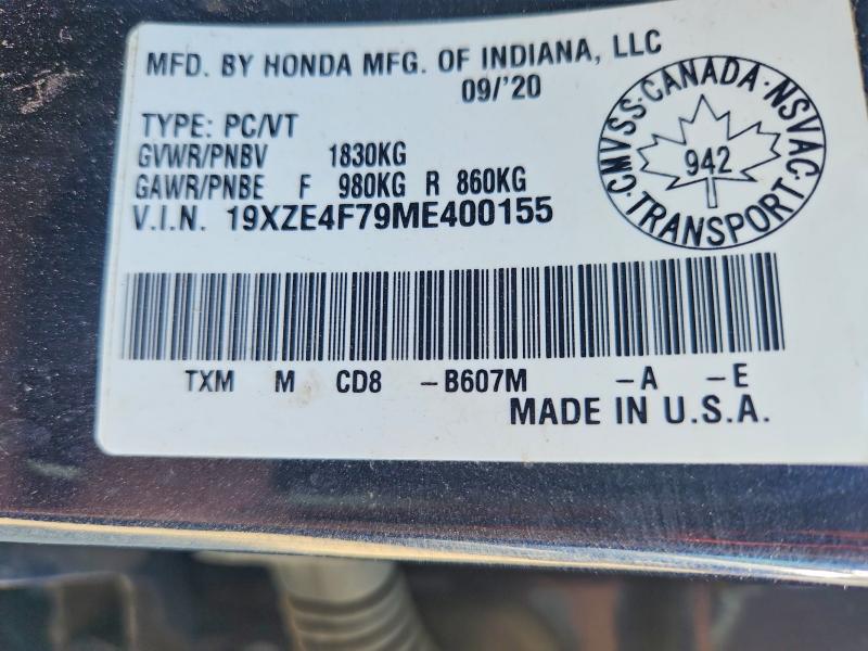 Продажа на аукционе авто 2021 Honda Insight, vin: 19XZE4F79ME400155, номер лота: 60134146
