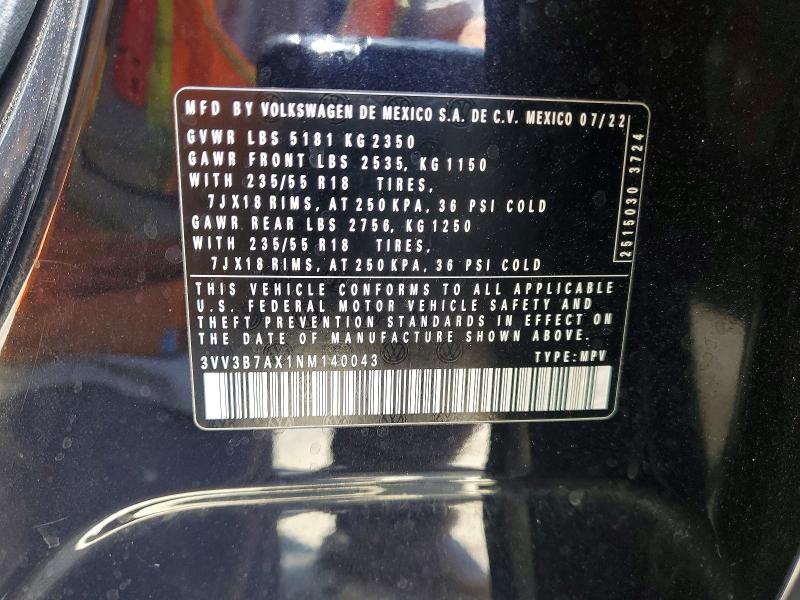 Продаж на аукціоні авто 2022 Volkswagen Tiguan, vin: 3VV3B7AX1NM140043, номер лоту: 60090826