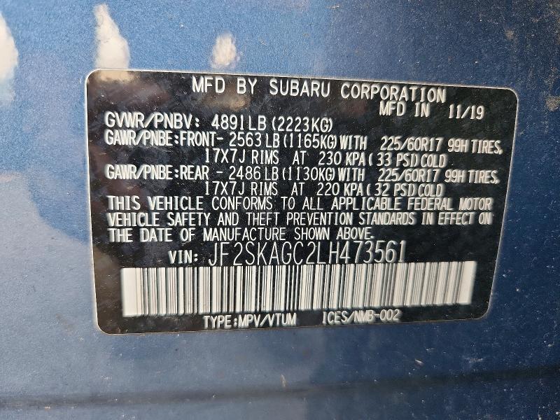 Продажа на аукционе авто 2020 Subaru Forester, vin: JF2SKAGC2LH473561, номер лота: 60670086
