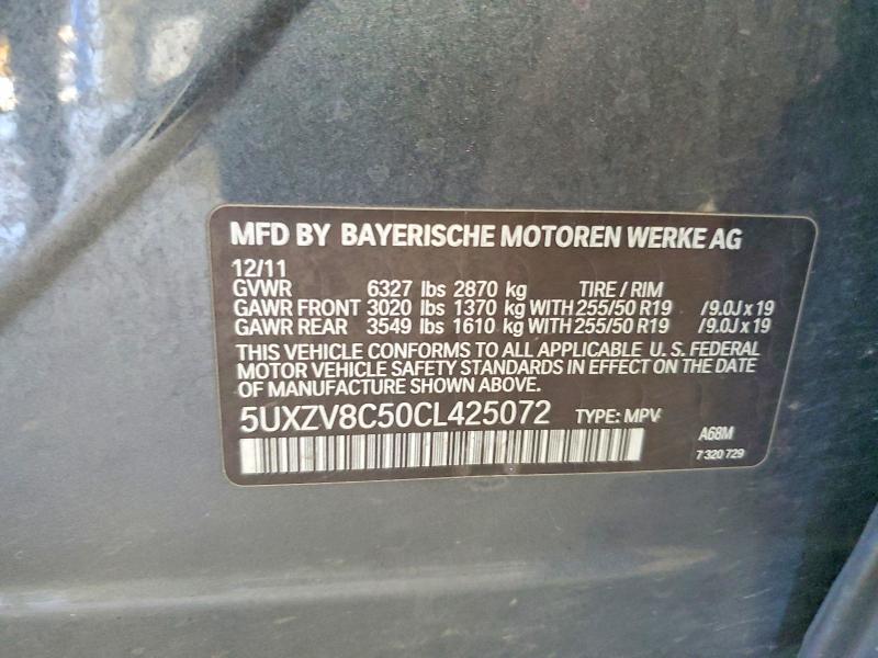 Продаж на аукціоні авто 2012 Bmw X5, vin: 5UXZV8C50CL425072, номер лоту: 62590536