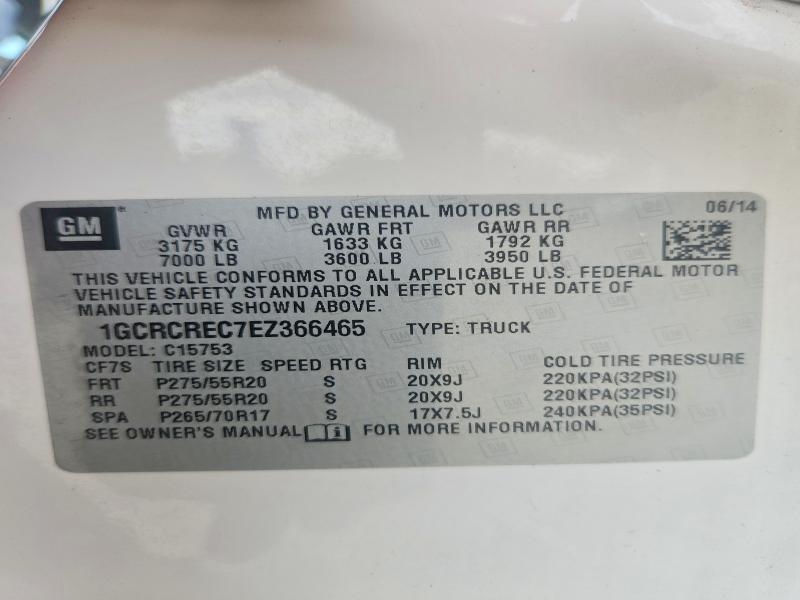 62444226 :رقم المزاد ، 1GCRCREC7EZ366465 vin ، 2014 Chevrolet Silverado مزاد بيع