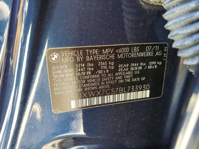 62973286 :رقم المزاد ، 5UXWX7C57BL733930 vin ، 2011 Bmw X3 مزاد بيع