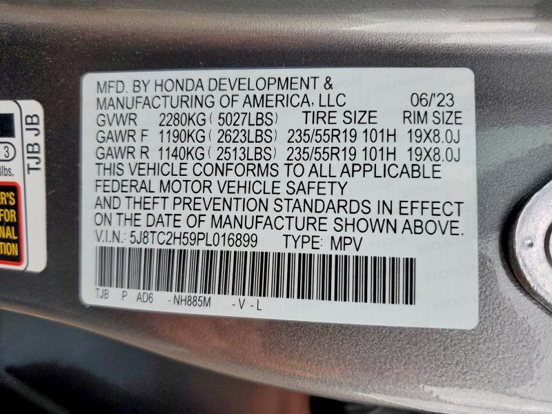 Продаж на аукціоні авто 2023 Acura Rdx, vin: 5J8TC2H59PL016899, номер лоту: 62994696