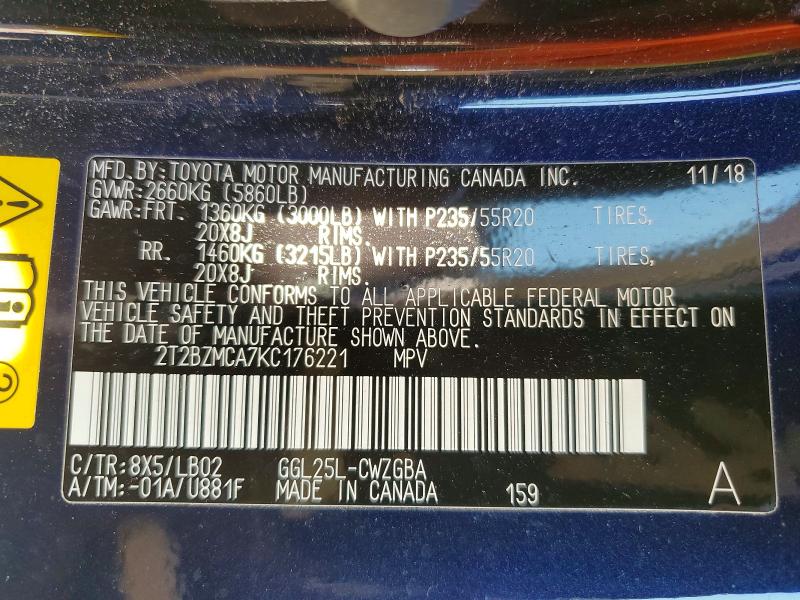 Aukcja sprzedaży 2019 Lexus Rx 350, vin: 2T2BZMCA7KC176221, numer aukcji: 61525756