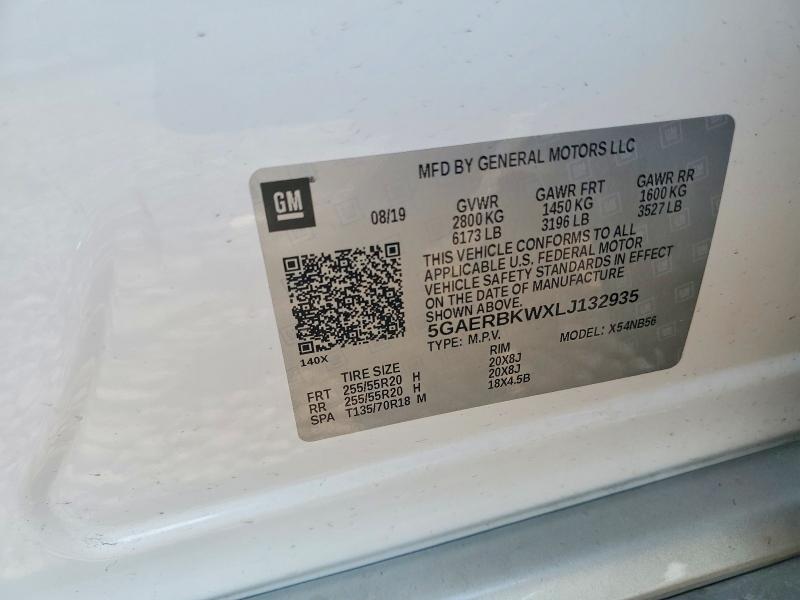 2020 Buick Enclave მანქანა იყიდება აუქციონზე, vin: 5GAERBKWXLJ132935, აუქციონის ნომერი: 62705046
