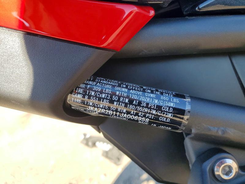 61116276 :رقم المزاد ، JKAZR2B11JA006958 vin ، 2018 Kawasaki Zr900 مزاد بيع