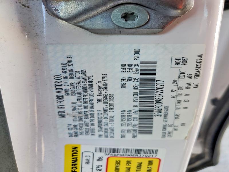 Продажа на аукционе авто 2014 Ford Fusion, vin: 3FA6P0D98ER270217, номер лота: 61802186