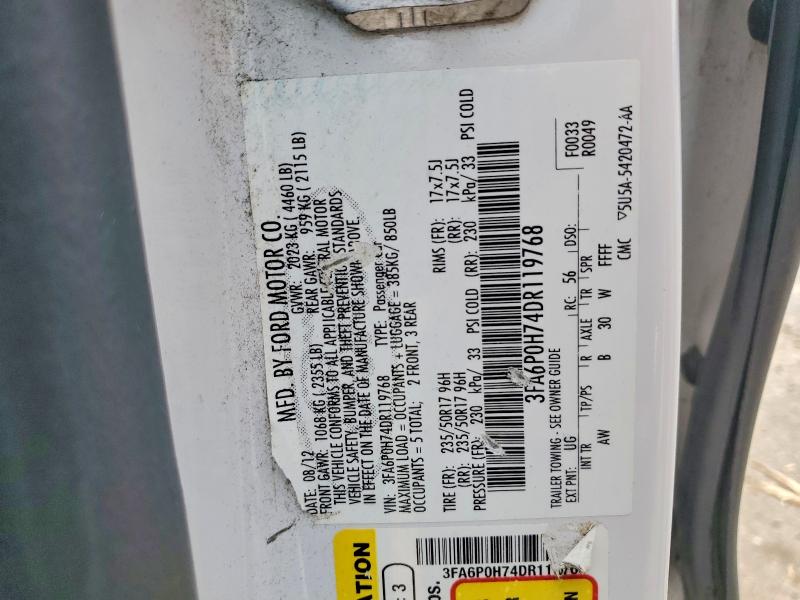 2013 Ford Fusion მანქანა იყიდება აუქციონზე, vin: 3FA6P0H74DR119768, აუქციონის ნომერი: 61539956
