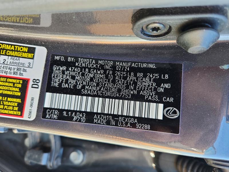 Aukcja sprzedaży 2024 Lexus Es 300h, vin: 58ADA1C13RU047753, numer aukcji: 62819646