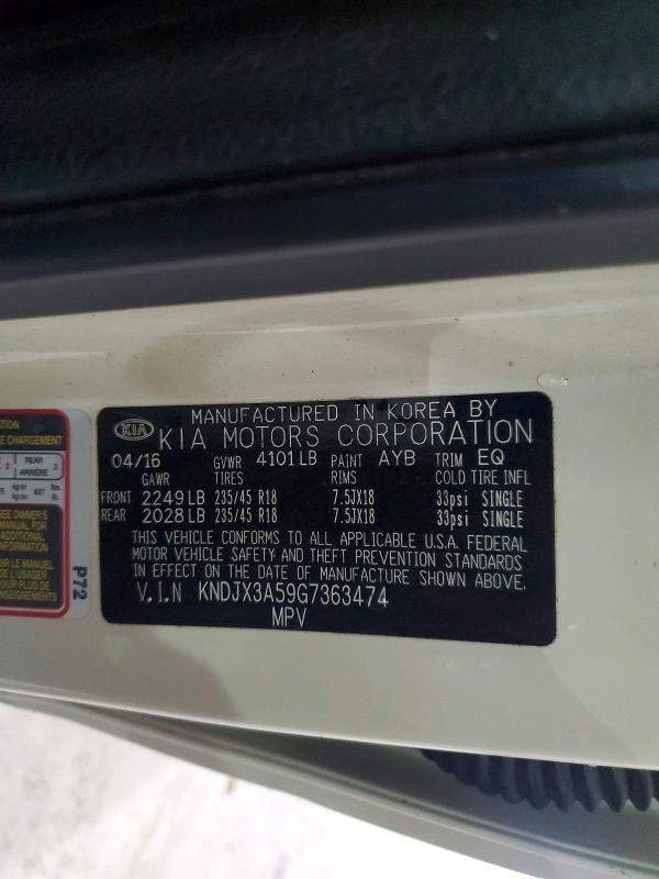 61736186 :رقم المزاد ، KNDJX3A59G7363474 vin ، 2016 Kia Soul مزاد بيع