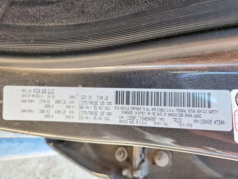Aukcja sprzedaży 2019 Ram 1500, vin: 1C6SRFLT1KN694069, numer aukcji: 61527816