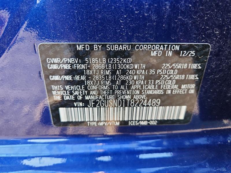 Aukcja sprzedaży 2026 Subaru Crosstrek, vin: JF2GUSND1T8224489, numer aukcji: 60158426