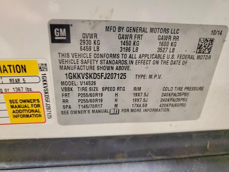 2015 Gmc Acadia მანქანა იყიდება აუქციონზე, vin: 1GKKVSKD5FJ207125, აუქციონის ნომერი: 61760306