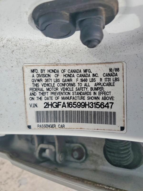 Продаж на аукціоні авто 2009 Honda Civic, vin: 2HGFA16599H315647, номер лоту: 60748156