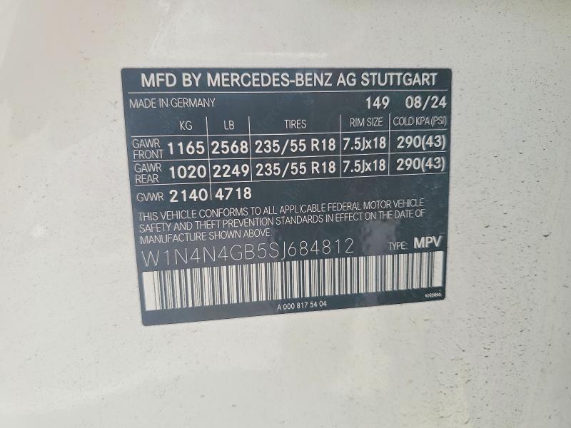 2025 Mercedes-benz Gla მანქანა იყიდება აუქციონზე, vin: W1N4N4GB5SJ684812, აუქციონის ნომერი: 60497506