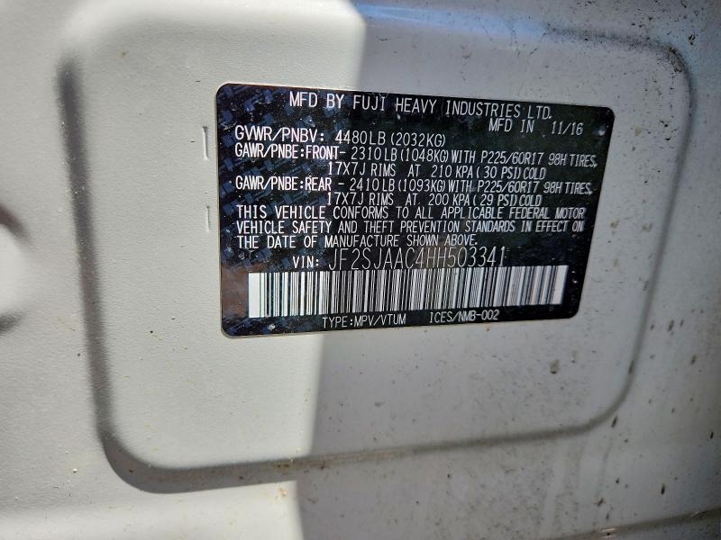 Aukcja sprzedaży 2017 Subaru Forester, vin: JF2SJAAC4HH503341, numer aukcji: 59786826