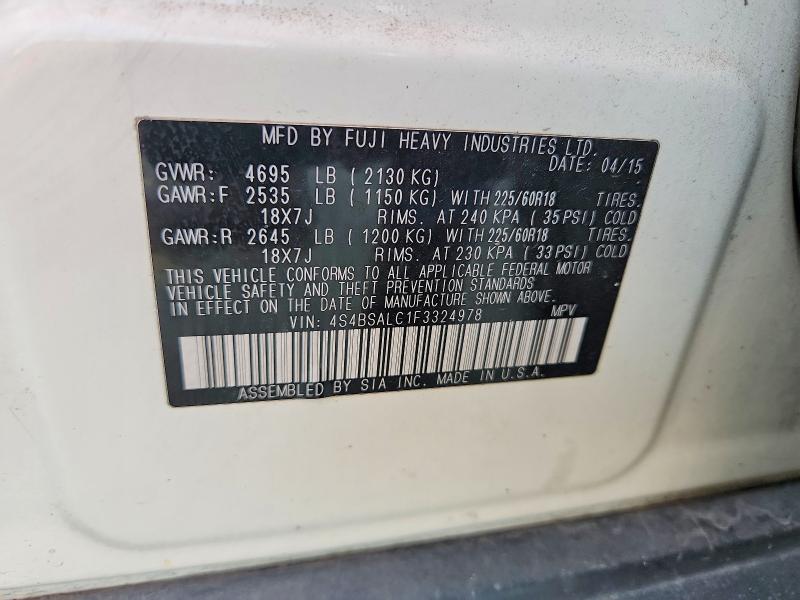 Продаж на аукціоні авто 2015 Subaru Outback, vin: 4S4BSALC1F3324978, номер лоту: 61486026