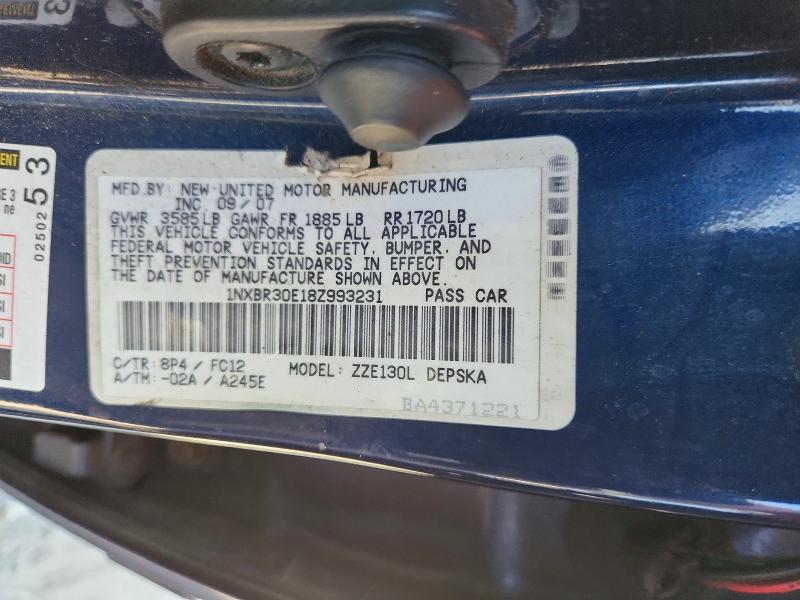 Aukcja sprzedaży 2008 Toyota Corolla, vin: 1NXBR30E18Z993231, numer aukcji: 60886386