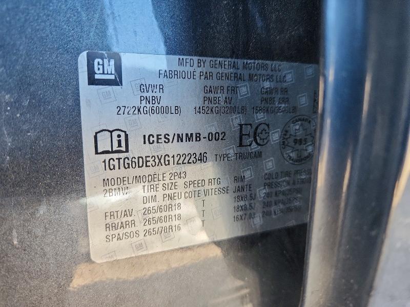 Auction sale of the 2016 Gmc Canyon, vin: 1GTG6DE3XG1222346, lot number: 60464916