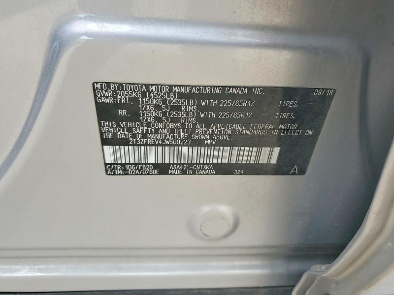 Продажа на аукционе авто 2018 Toyota Rav4, vin: 2T3ZFREV4JW500223, номер лота: 59985016