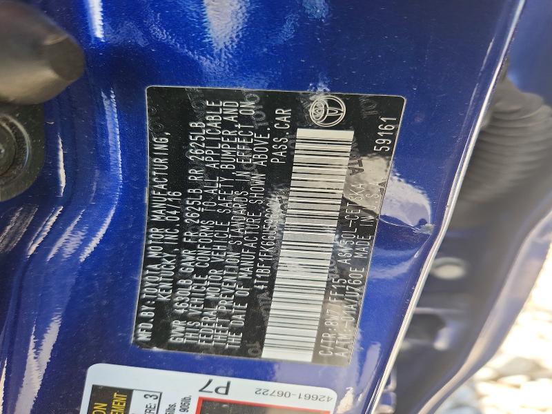 62348726 :رقم المزاد ، 4T1BF1FK6GU596204 vin ، 2016 Toyota Camry مزاد بيع