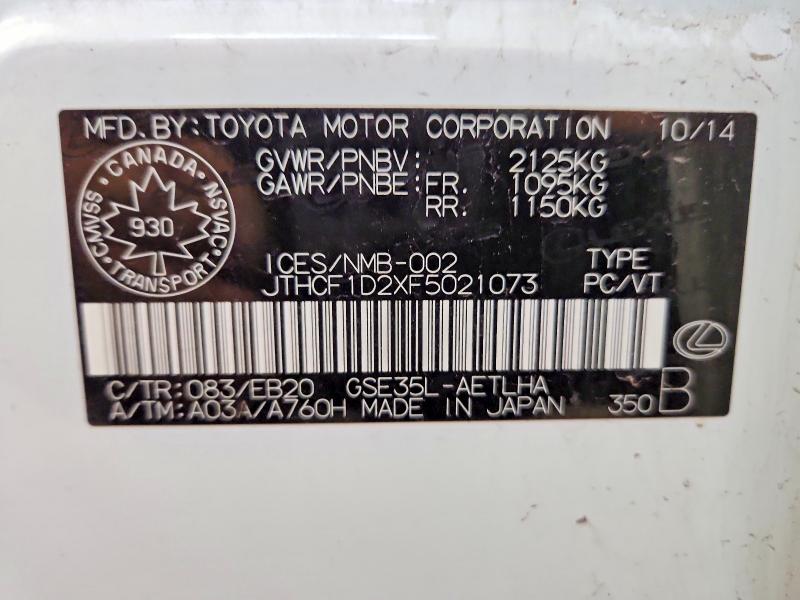 Aukcja sprzedaży 2015 Lexus Is, vin: JTHCF1D2XF5021073, numer aukcji: 59699066