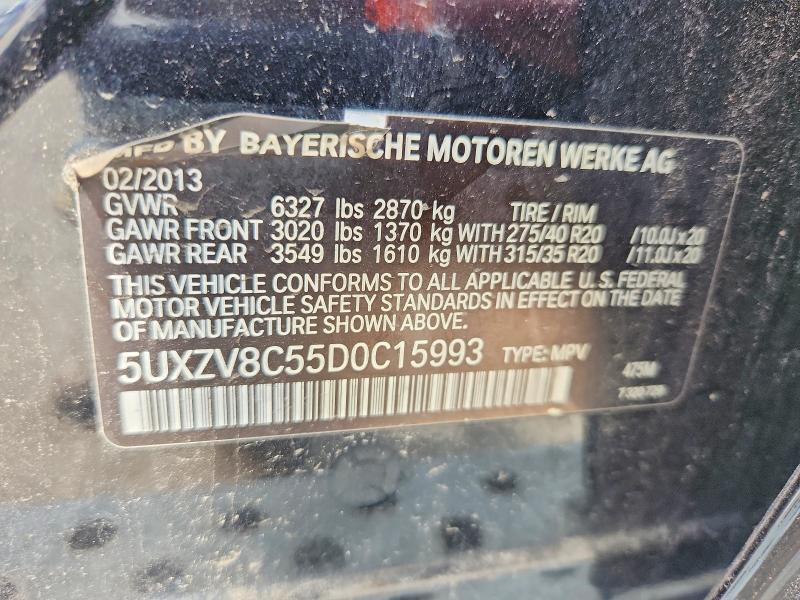 2013 Bmw X5 მანქანა იყიდება აუქციონზე, vin: 5UXZV8C55D0C15993, აუქციონის ნომერი: 60668506