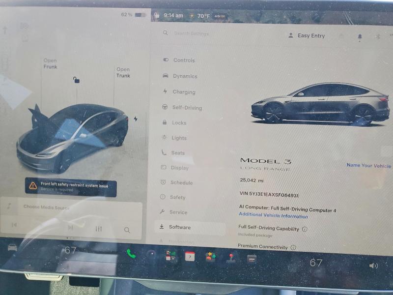59729646 :رقم المزاد ، 5YJ3E1EAXSF064931 vin ، 2025 Tesla Model 3 مزاد بيع