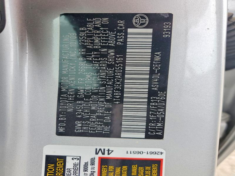 2010 Toyota Camry მანქანა იყიდება აუქციონზე, vin: 4T4BF3EK2AR055161, აუქციონის ნომერი: 62457576
