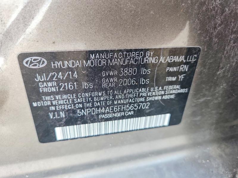 Aukcja sprzedaży 2015 Hyundai Elantra, vin: 5NPDH4AE6FH565702, numer aukcji: 61785926