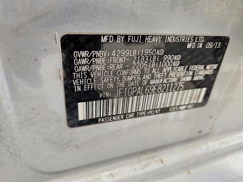 Aukcja sprzedaży 2014 Subaru Impreza, vin: JF1GPAL69E8211275, numer aukcji: 59694726