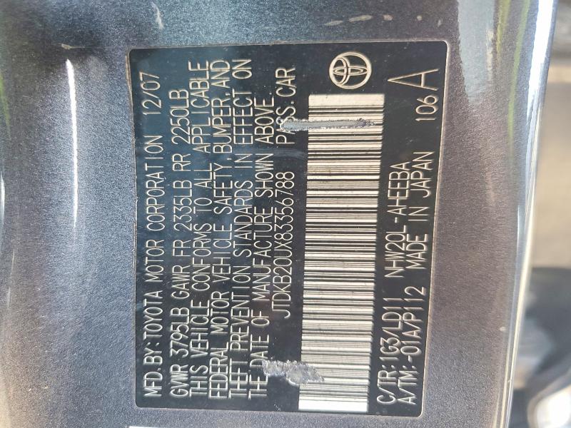 Продажа на аукционе авто 2008 Toyota Prius, vin: JTDKB20UX83356788, номер лота: 61025786