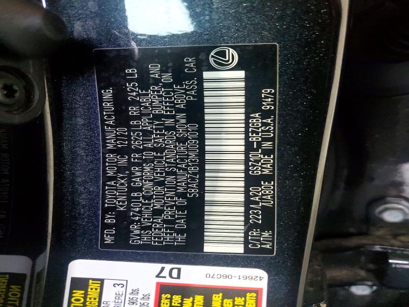 Продаж на аукціоні авто 2021 Lexus Es 350, vin: 58ACZ1B13MU091010, номер лоту: 61374746